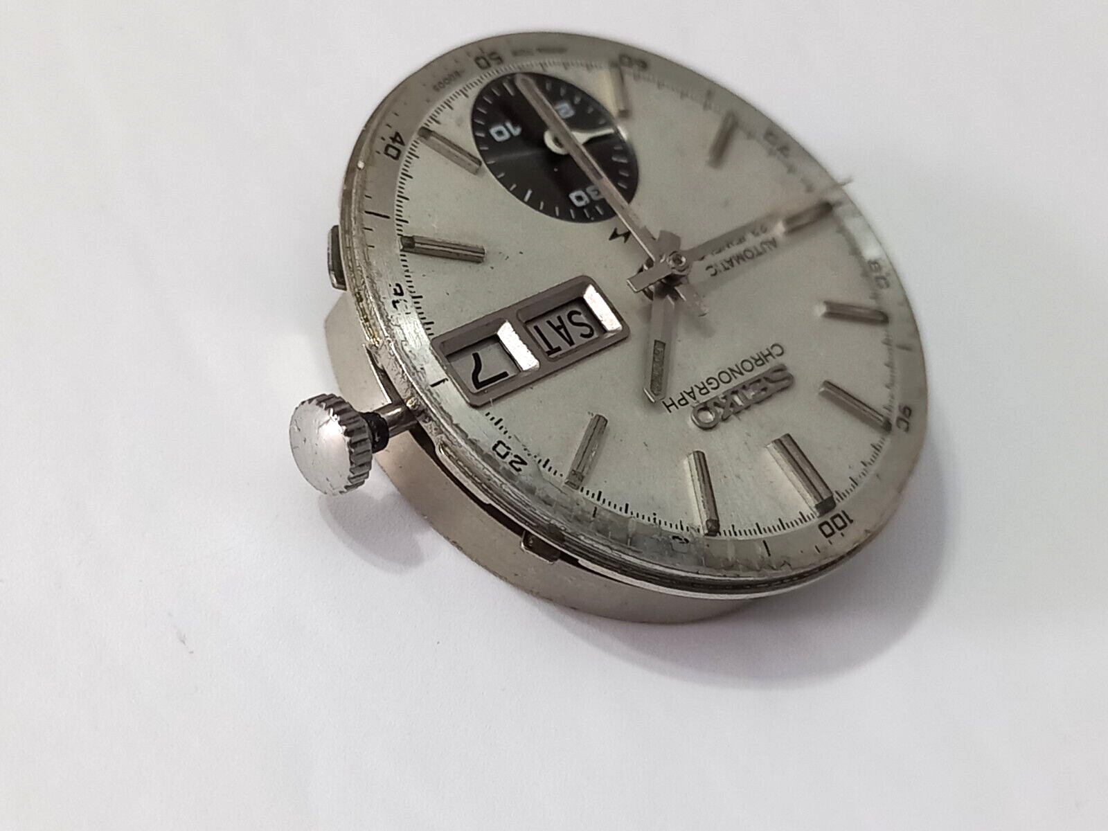 SEIKO 7018-8000 FLYBACK AUTOMATIC DIAL, HANDS & MOVEMENT 4 PARTS OR RESTORATION