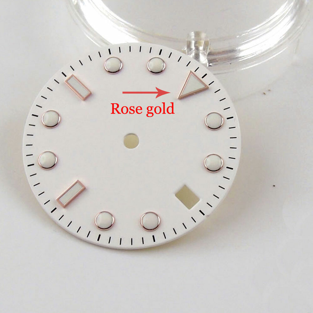 28.5mm Sunburst Watch Dial Luminous Green Rose gold Fit NH35 Miyota DG Movement