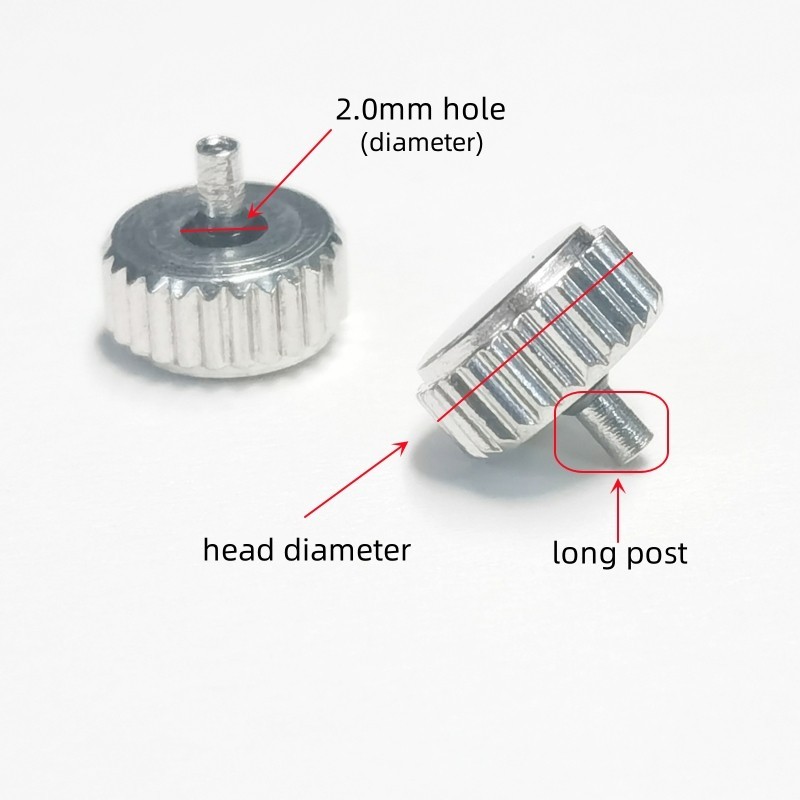 2PCS Long Tube Watch Crown 3.5/4.0/4.5/5.0/5.5/6.0/6.5/7.0mm for Watch Repair