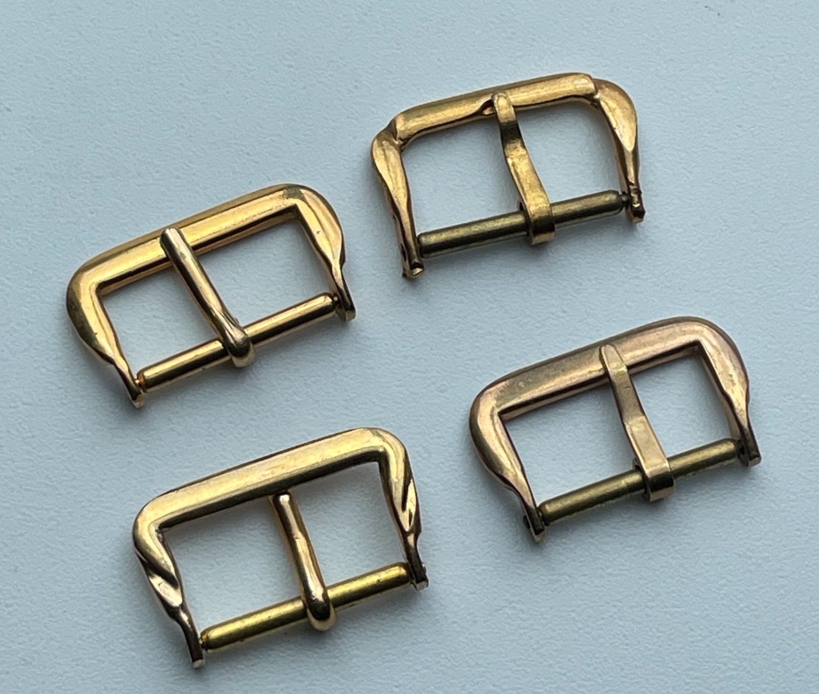 4pc Vintage Gold Plate Watch Buckle Clasp Strap Gold Bar Mixed Design Parts Lot