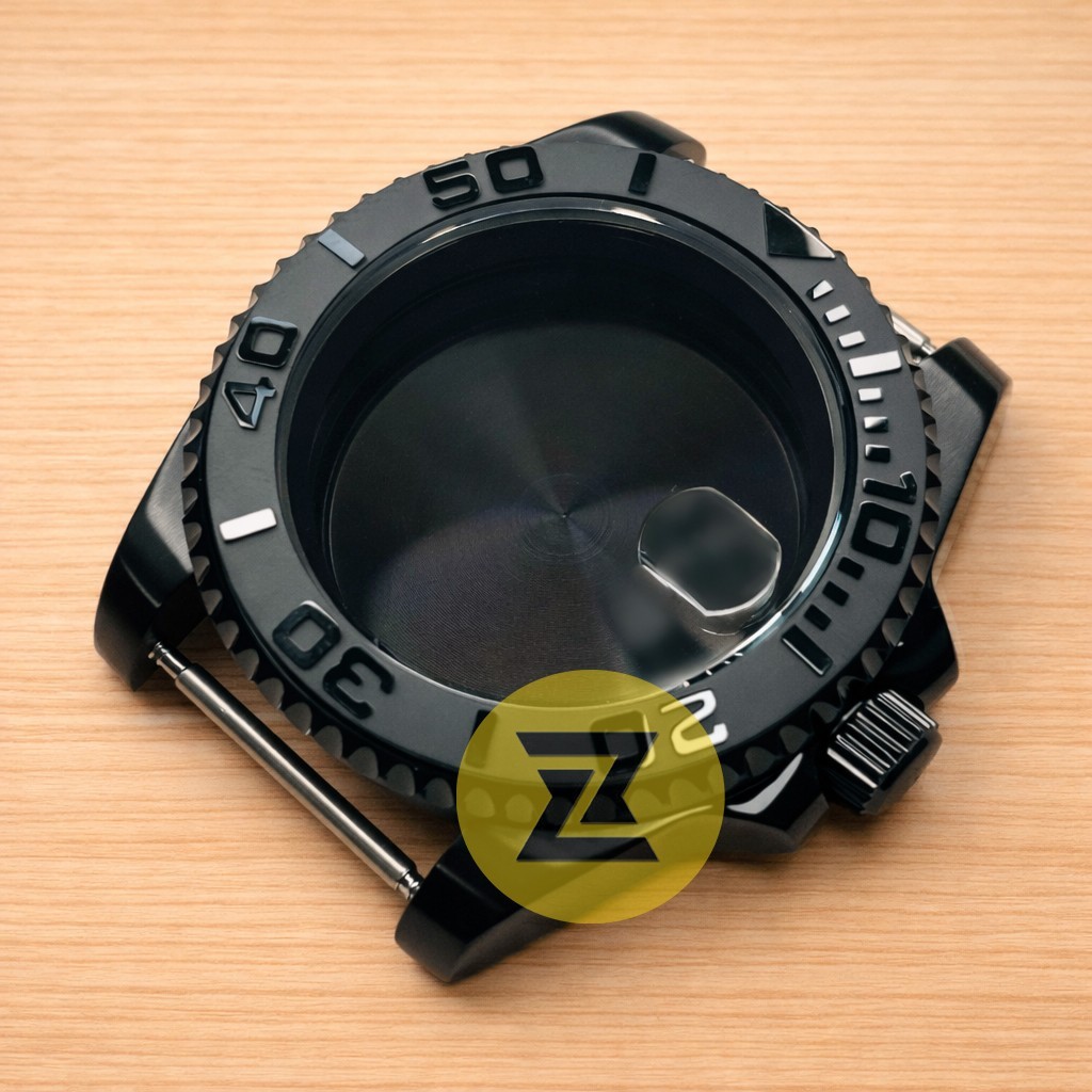 40mm Black PVD Stainless Steel Diver Watch Case Ceramic Bezel NH35 NH36 Mod