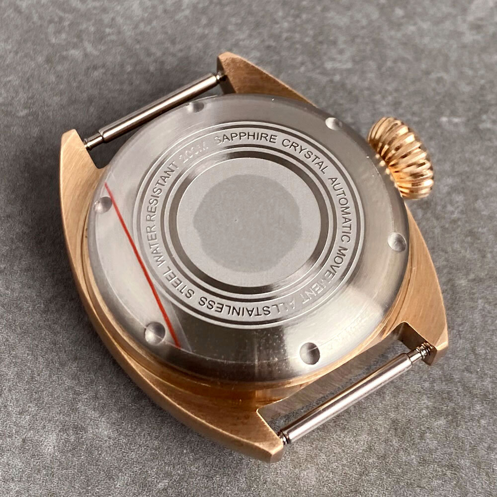 CUSN8 Solid Bronze 36mm Dive Automatic Watch Case 200M Waterproof AR Domed Glass