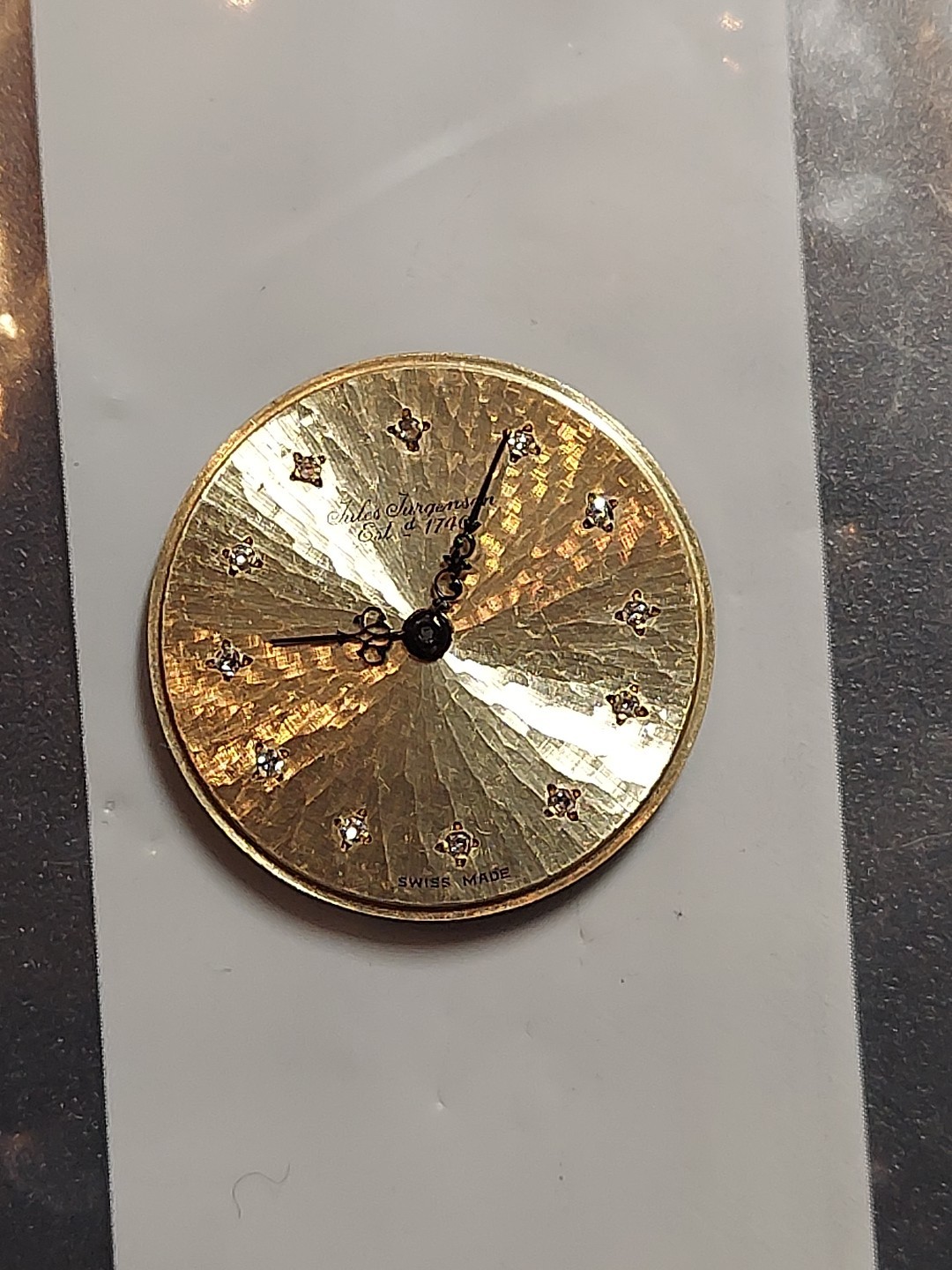 Jules Jurgensen W.Movement 14k Gold Yellow Dial With 12 Diamonds Mens Cal 2512