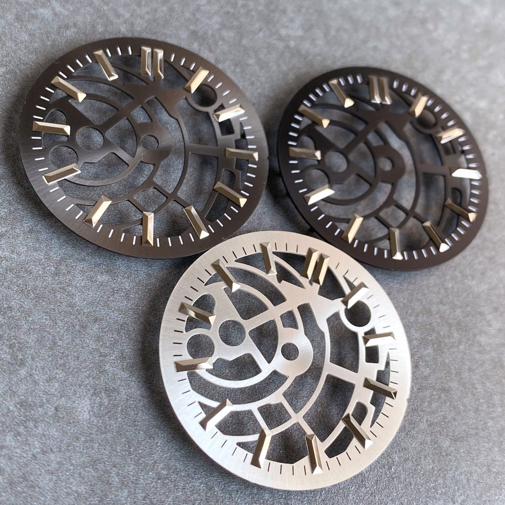 Black Gray 29mm Watch Dial for NH70 NH72 NH71 NH35 NH38 Skeleton Hollow Dial