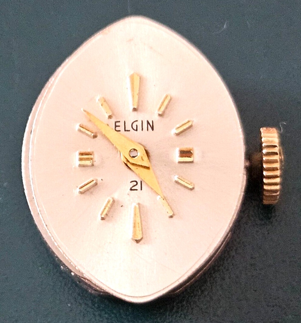 VINTAGE~ELGIN 21600~21J USA WATCH MOVEMENT (RUNNING) 104