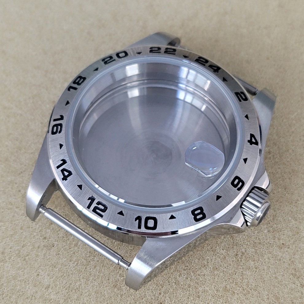 Polished 39mm 24H Steel Bezel Watch Case Sapphire for NH34 NH35 NH36 Parts