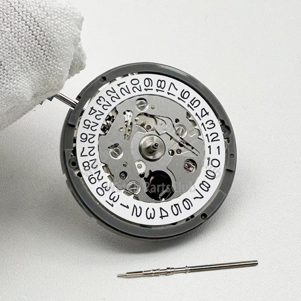 NH35 NH35A Automatic Mechanical Movement White Datewheel Black Text Crown at 3.0