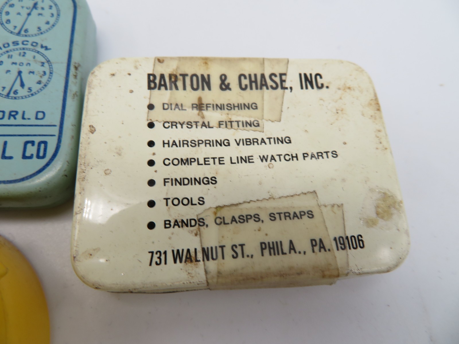 Lot of 10 Vintage Watch Part Movement Tins Small Parts Storage