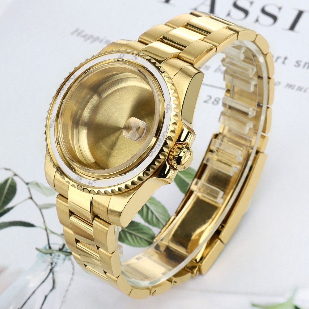 FEIYASHI 40mm Sapphire Luxury Gold Date Watch Case Bracelet For Seiko NH35 NH36