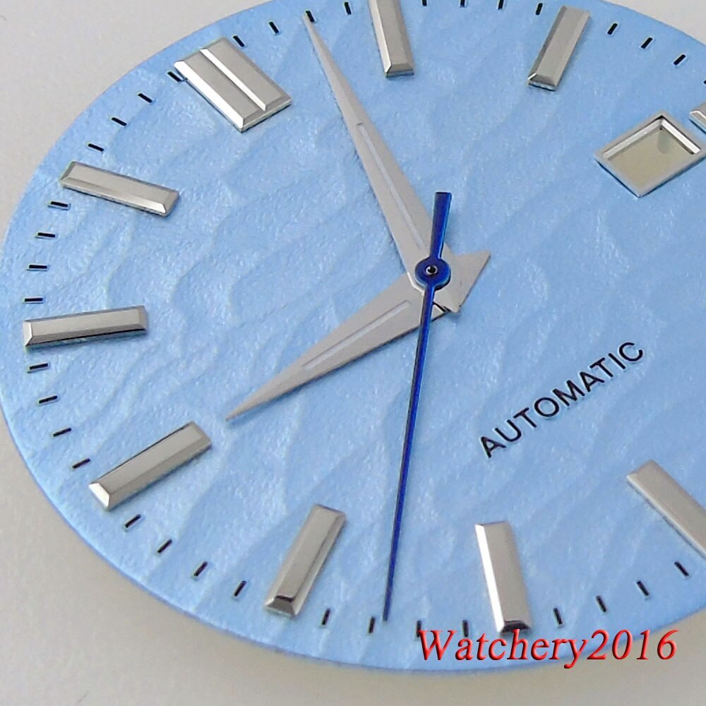 Tandorio 33.5MM Sky Blue Folds Watch Dial Date Window Fit NH35 NH36 Automatic