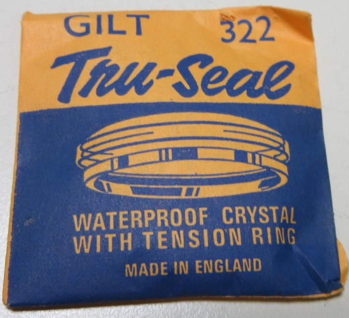 TRU SEAL ROUND WATCH CRYSTAL GILT 322 WATERPROOF WATCHMAKER REPLACEMENT #360