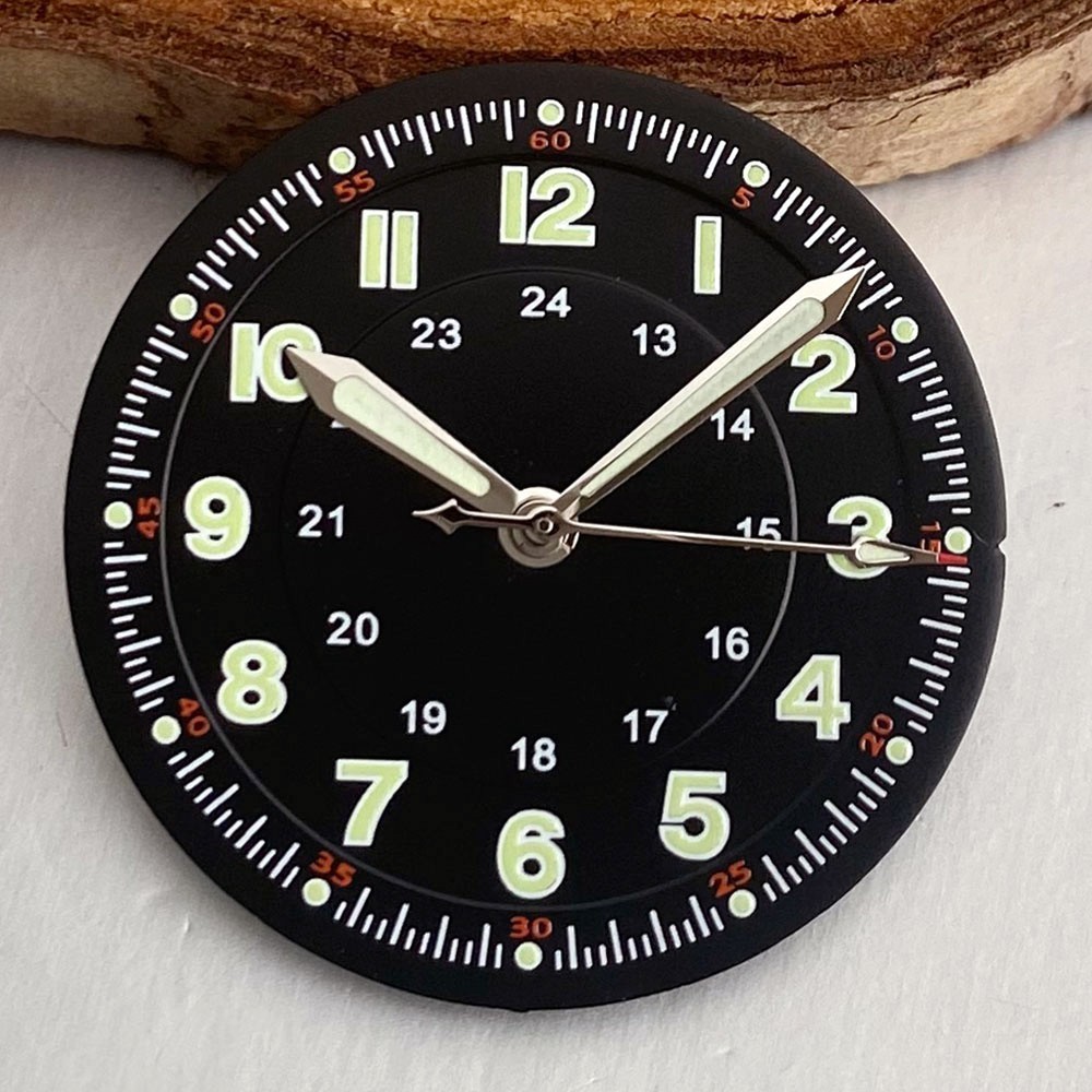 29mm Black Retro Pilot Lume Watch Dial Face Fit NH35 ETA2824 Miyota8215 Movement