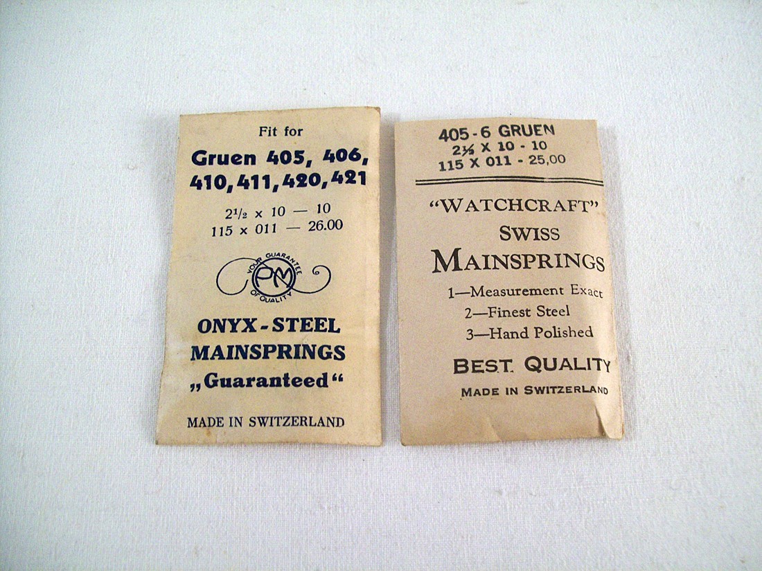 NOS Vintage Gruen Watch Mainsprings – Two – Fit: 405, 406, 410, 411, 420, 421 –
