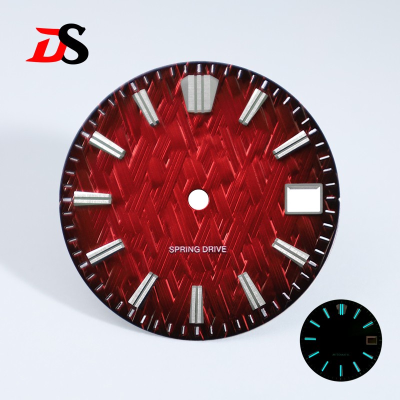 DS 28.5mm Ice Forests Dial NH34 NH35 Movement Blue Lume No Lume Date Smoke Red