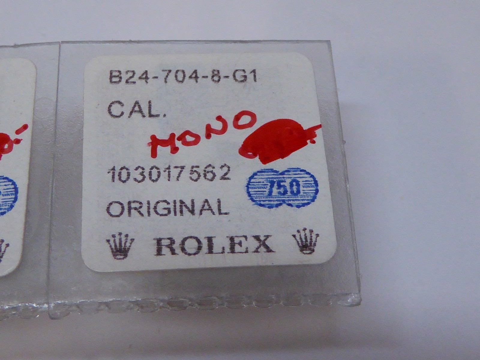 Rolex 18K Gold Crown 24-704-8 Mono New Genuine Rolex Submariner, GMT. Gold Shaft