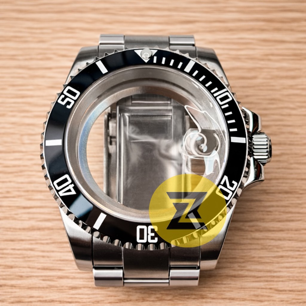 40mm Stainless Steel Watch Mod Case & Bracelet Kit Black Ceramic Bezel NH35 NH36
