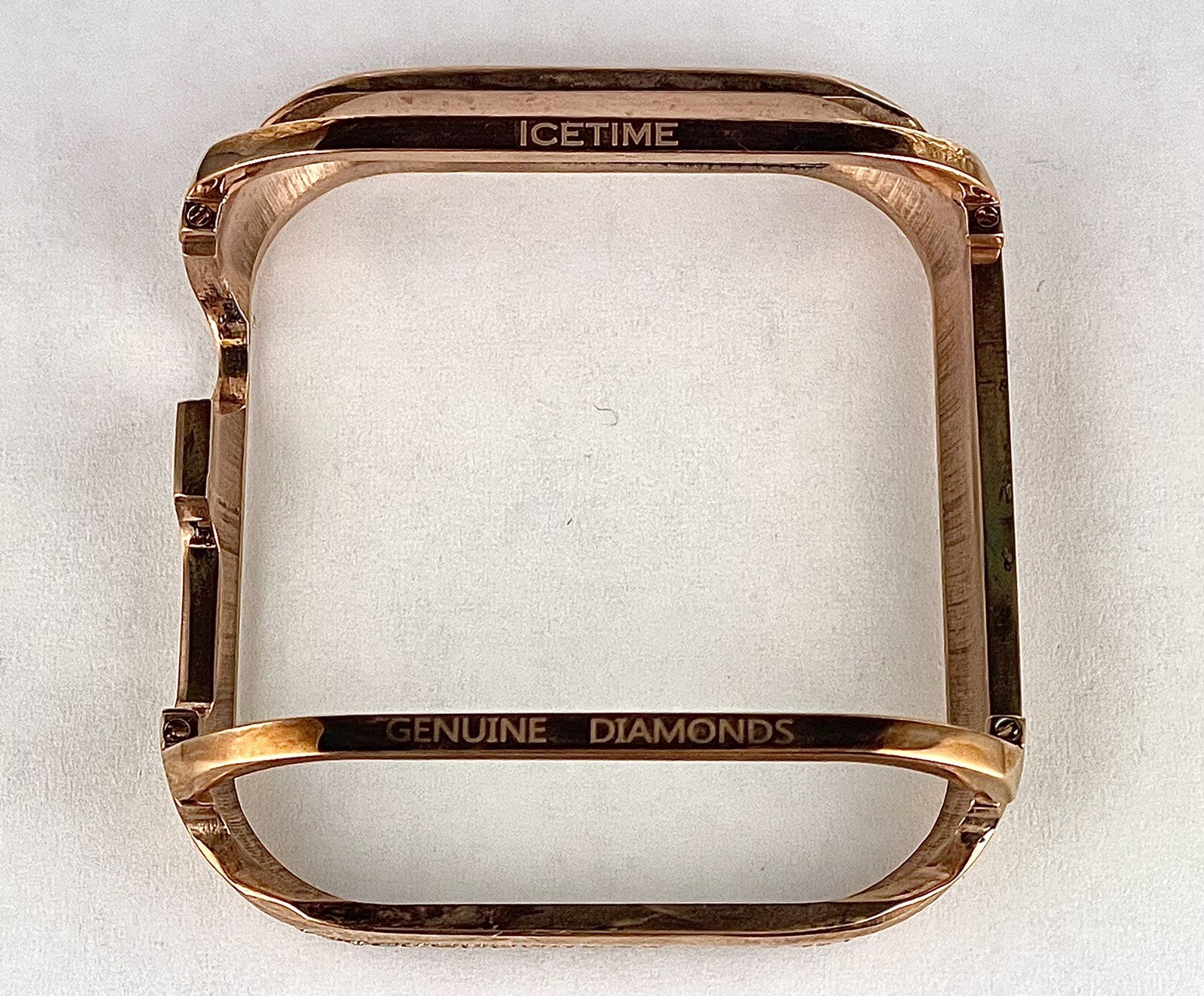Custom Rose Gold Plated 1.5ct Genuine Diamonds Bezel/Case For Apple Watch 44mm
