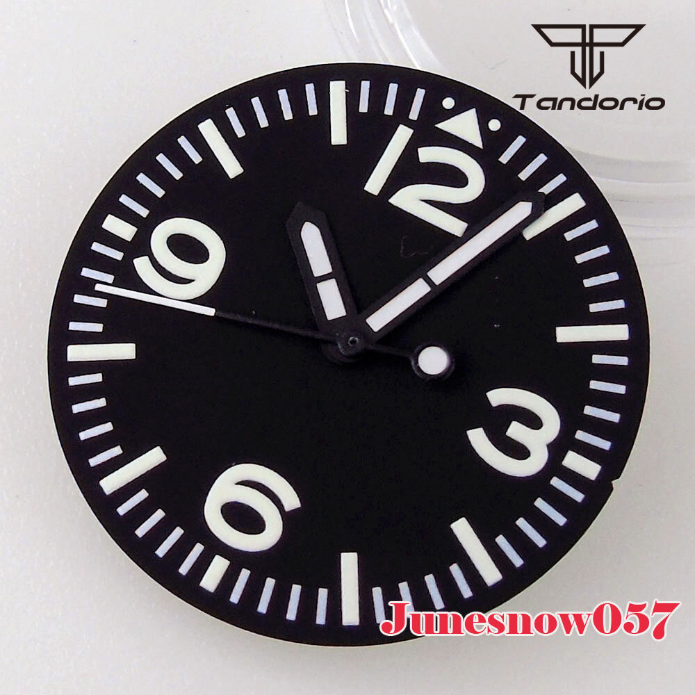 Tandorio Silver/Black Watch Dial Numbers Lume 29MM Fit NH35A NH36A Movement Men