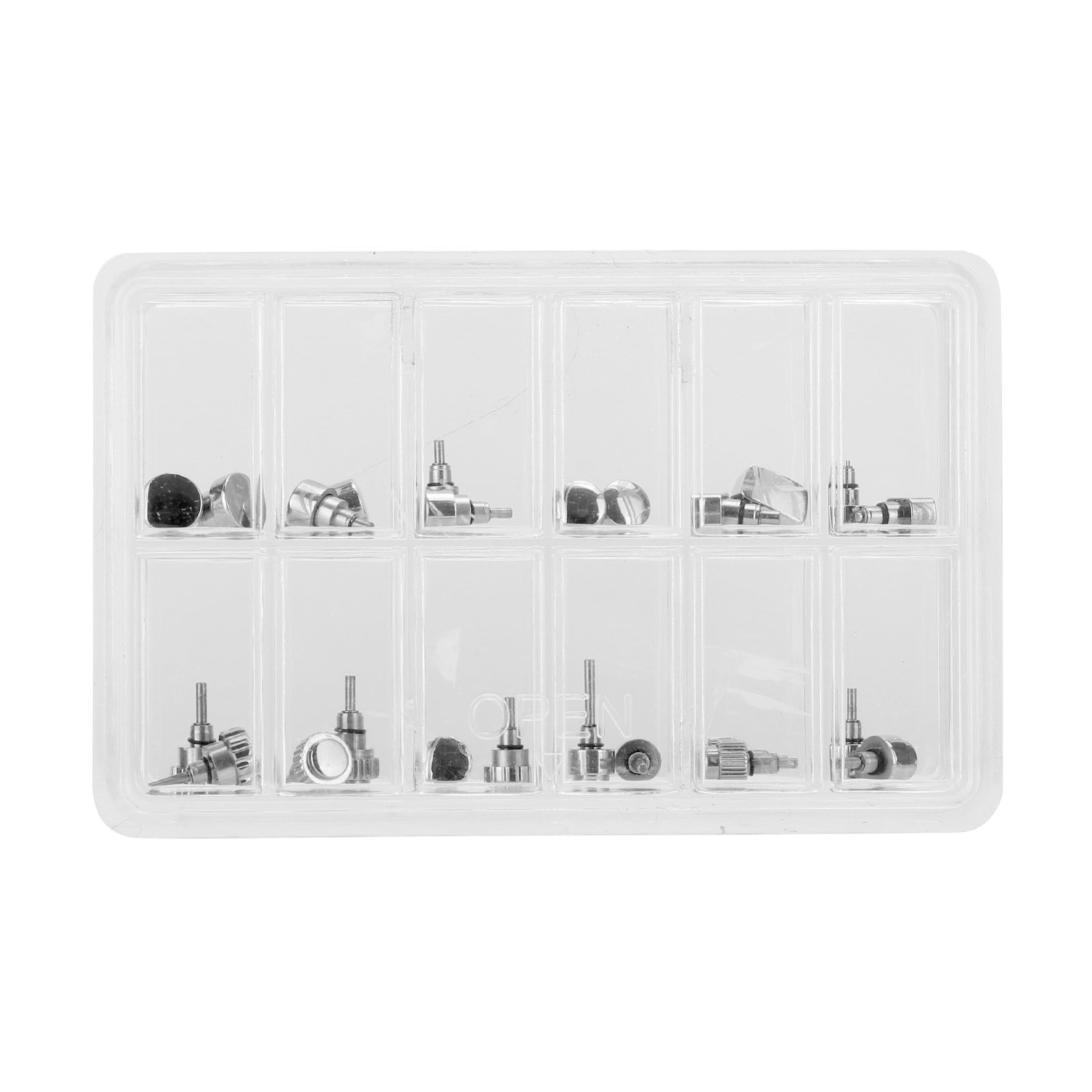12 Type Stainless Steel Watch Push Press Button Assortment With Box Watchmaker