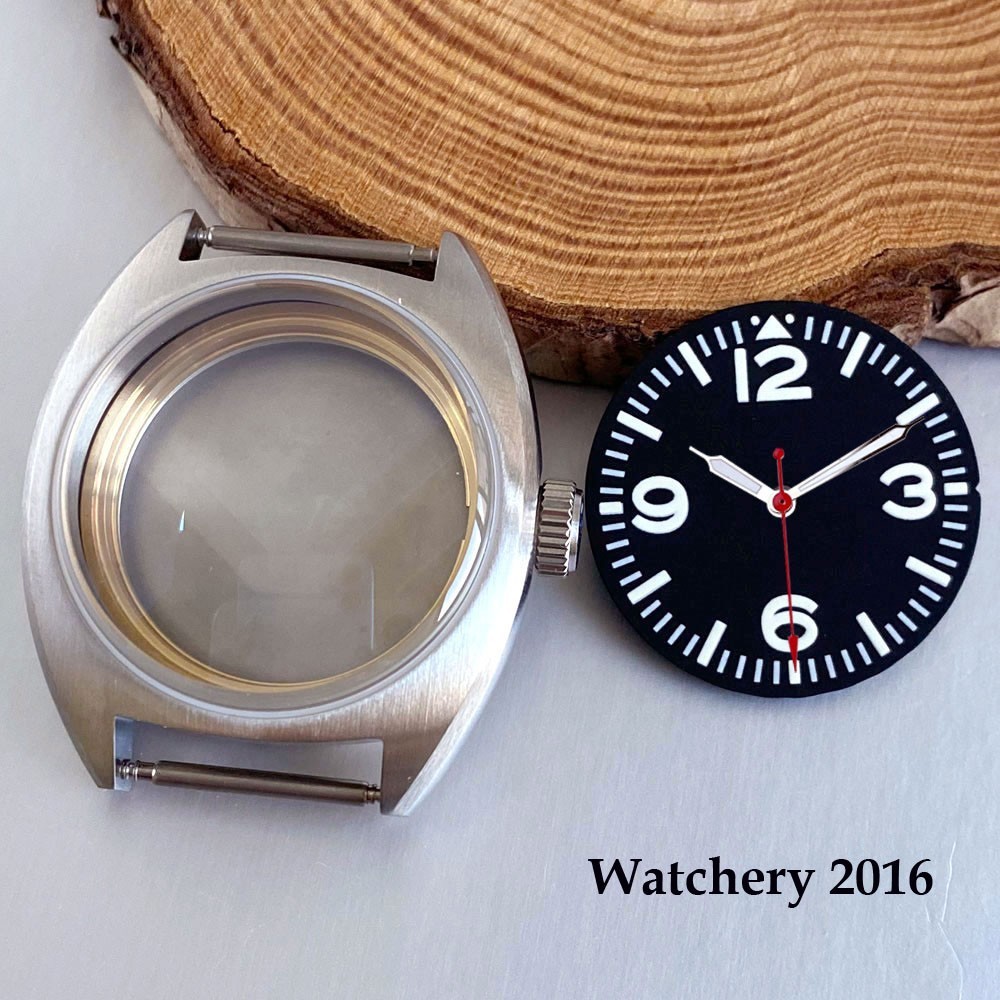 36mm Double Domed Sapphire Crystal Glass Watch Case Dial Set Fit NH35/PT/Miyota
