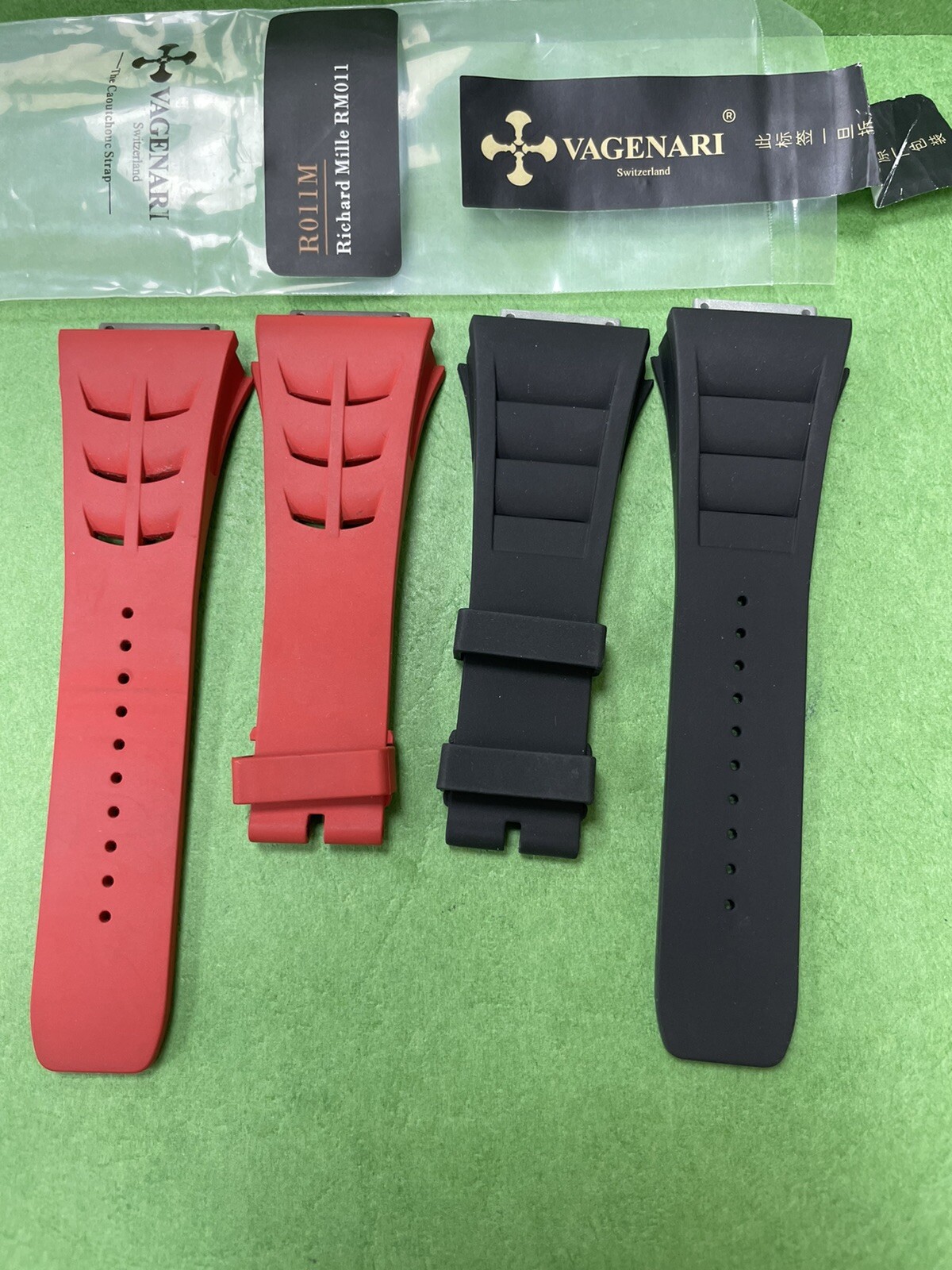 Authentic Vagenari Rubber Strap for Richard Mille RM011M Red Black Hkl150