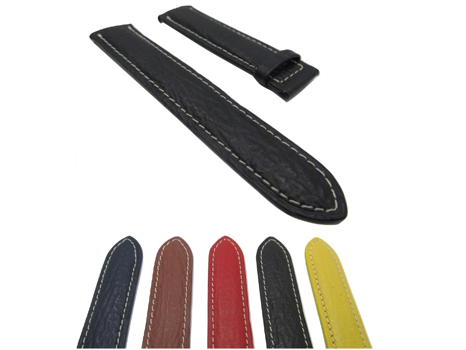 Padded Thin Soft Italian Leather Deployment Watch Band Strap 20mm & 18mm