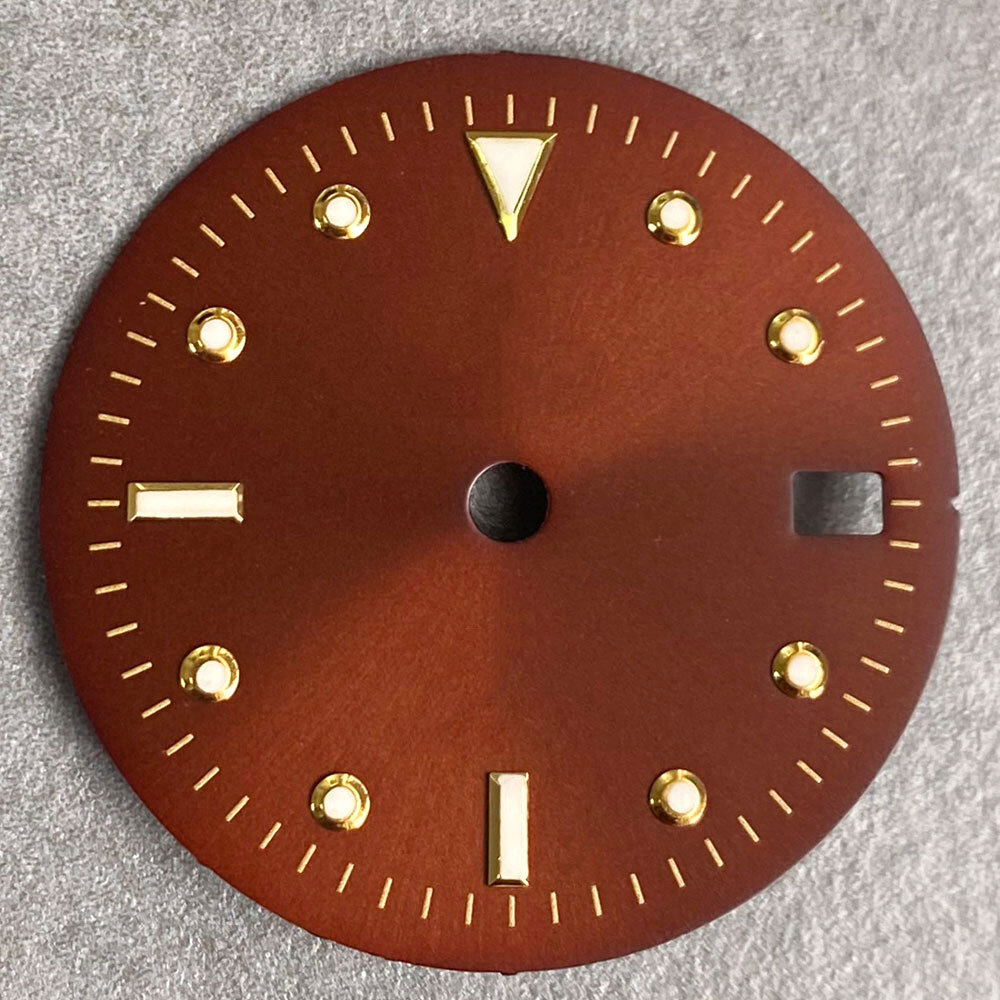 NH34A 29mm Sunburst Brown Watch Dial Gold Hand fit NH34 GMT Accessories Parts