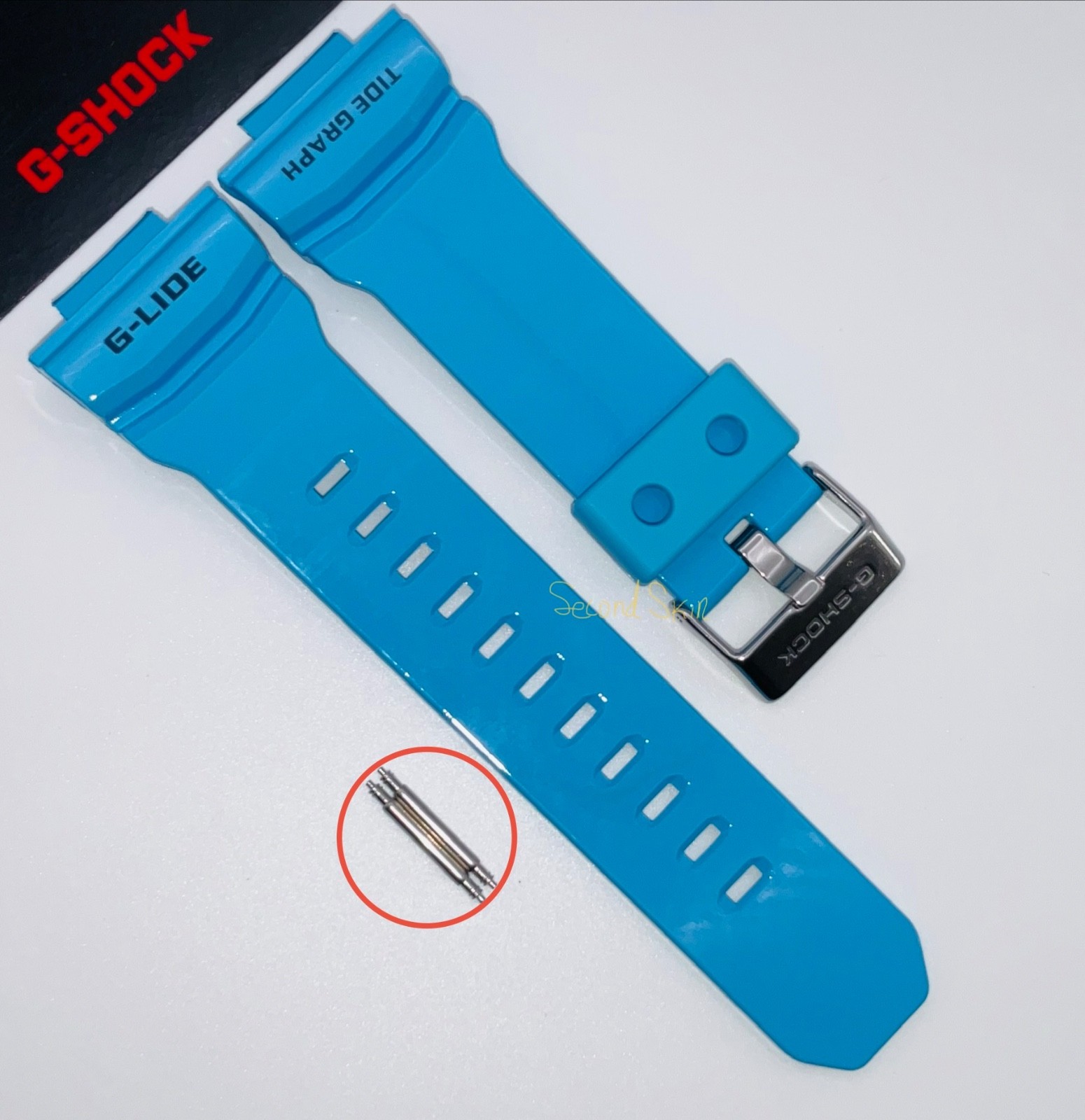 GENUINE Casio G-Shock Blue Resin Watch Band Strap GLX-150-2 + Pins