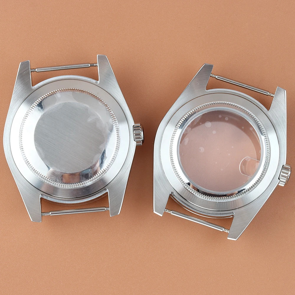 36mm 39mm Watch Case Round Flat Edge For NH35 NH36 28.5mm Dial Steel Date