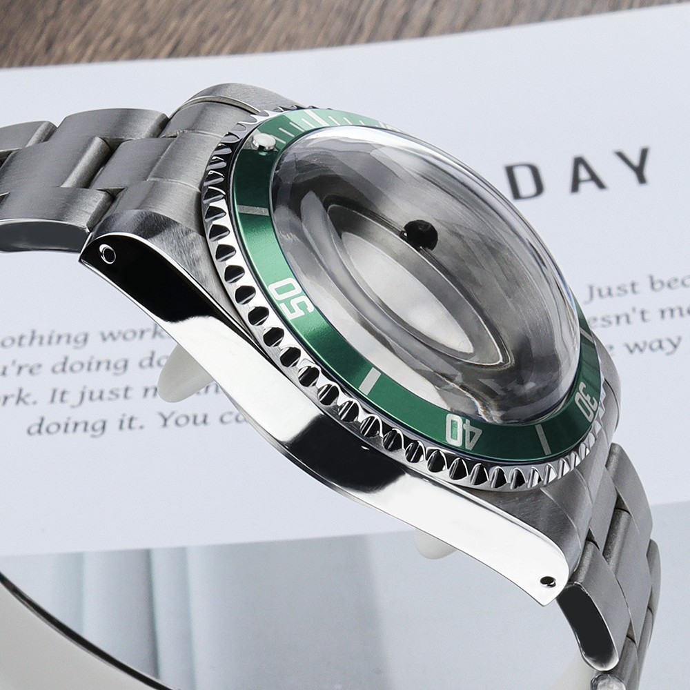 39mm SUB Watch Case+Oyster Bracelet Stainless 10ATM Domed For Seiko NH35 34 NH36