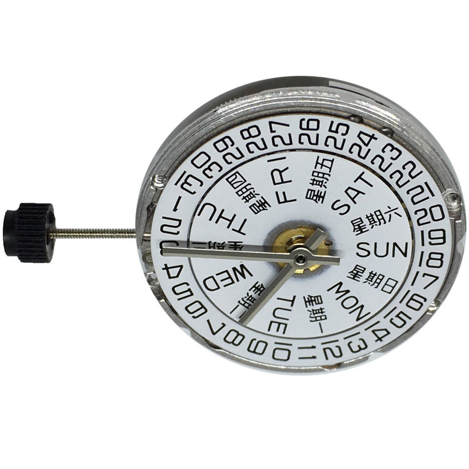 White Day/Date@3 Automatic Watch Movement For ETA 2836-2 SELLITA SW220 Replace