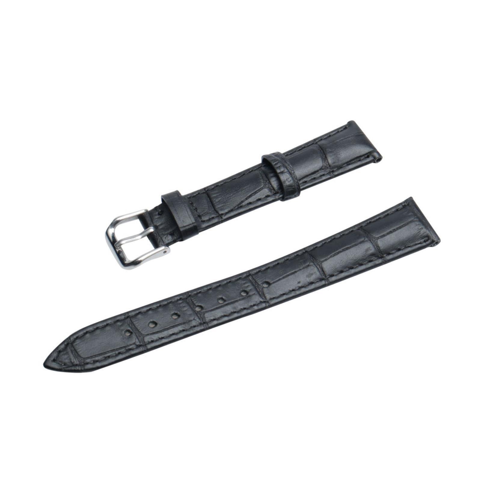 Women Men Black 17mm Faux Leather Wheat Alligator Band Strap