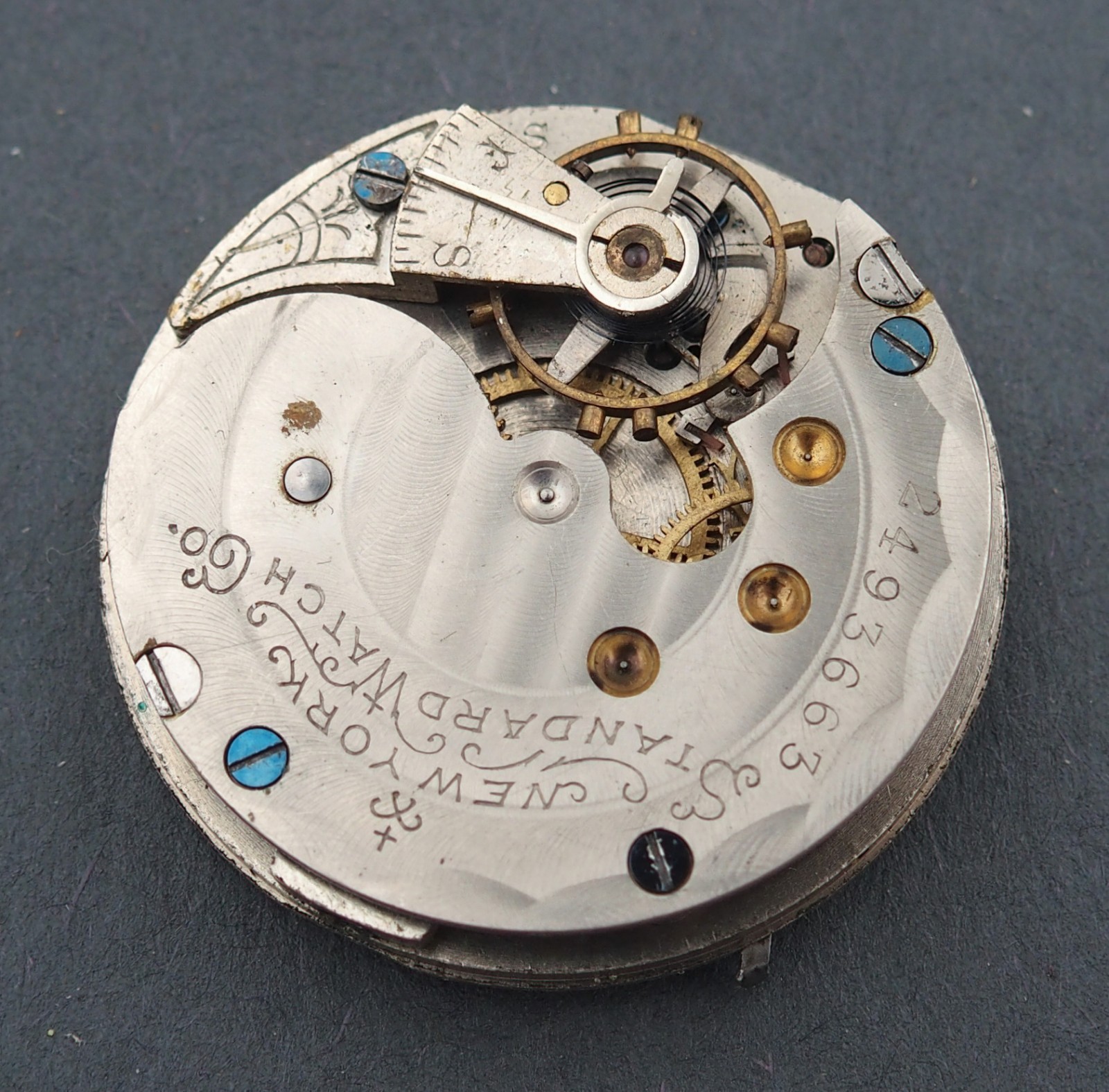 New York Standard 6s 7J HC Grade 44 Pocket Watch Movement Parts #F277