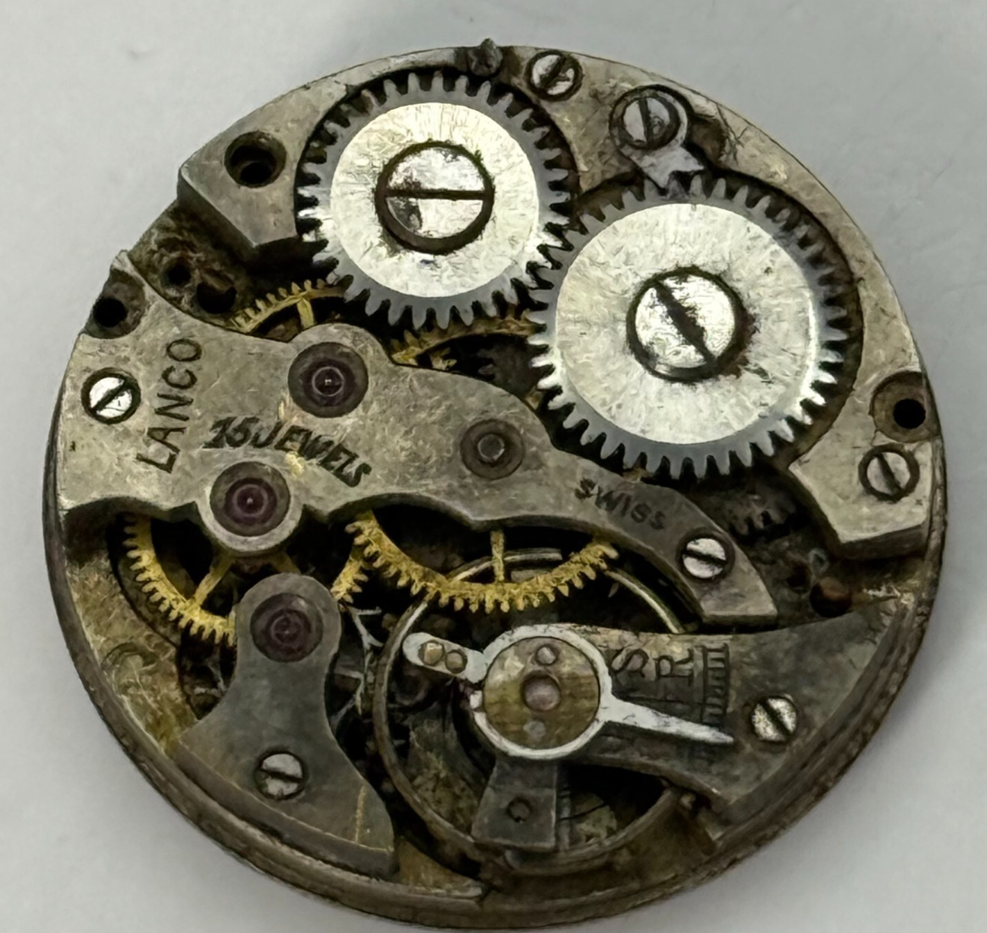 Lanco Watch Movement 15 Jewels Swiss Manual Wind Vintage Parts 21.9mm