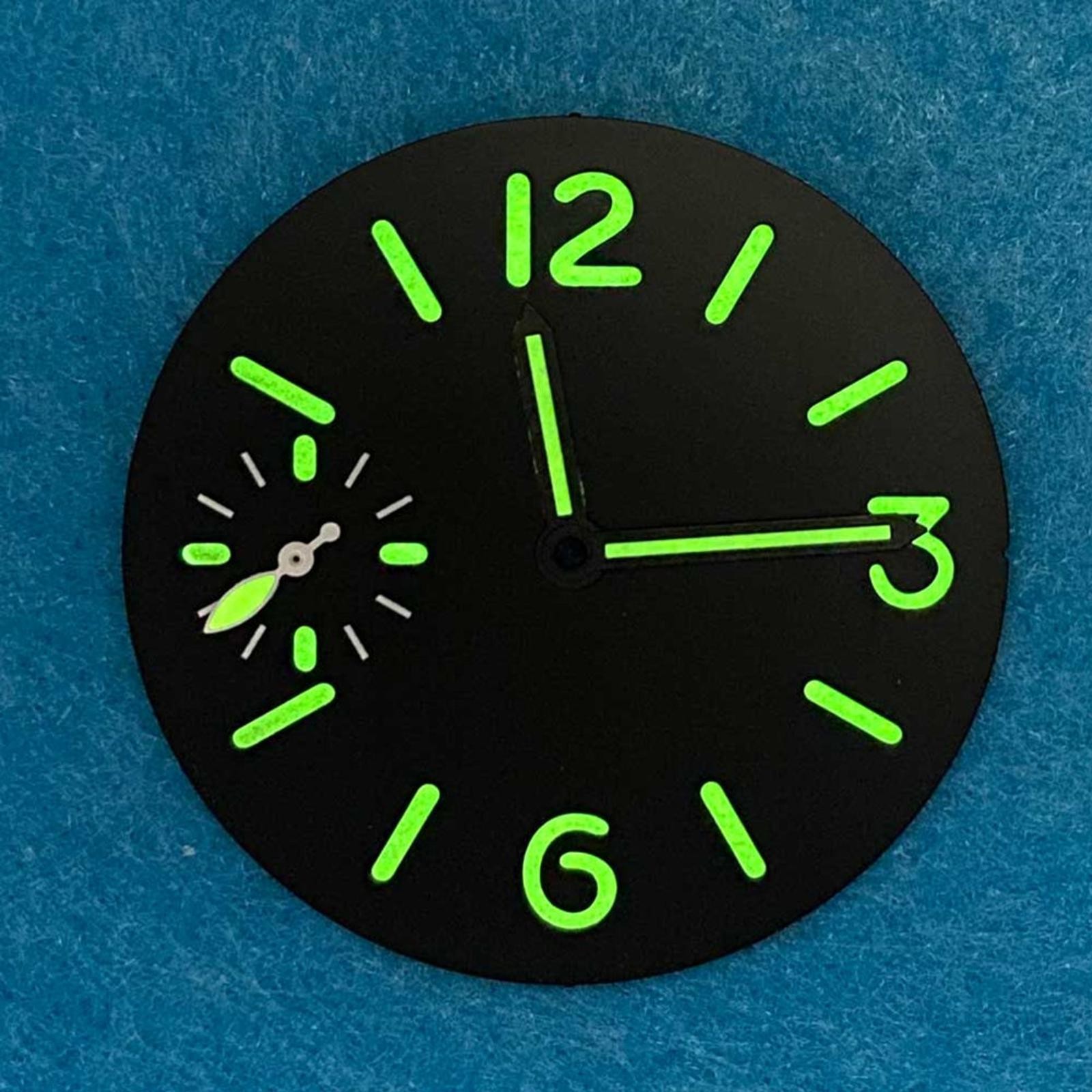 34.5mm Watch Dial Face Green Luminous With Hands For ETA6497 ST3600 Movement