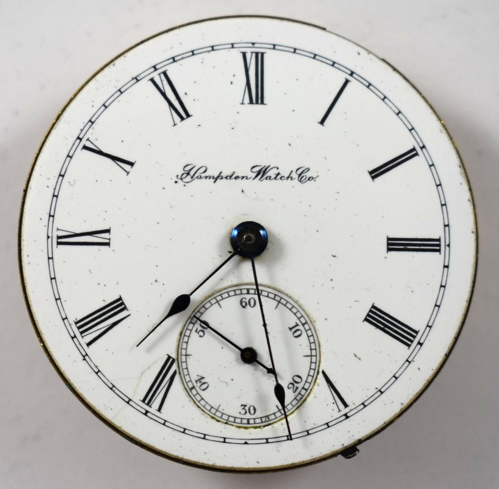 Vintage Hampden Champion 18s 7J Hunting Pocket Watch Movement lot.wq