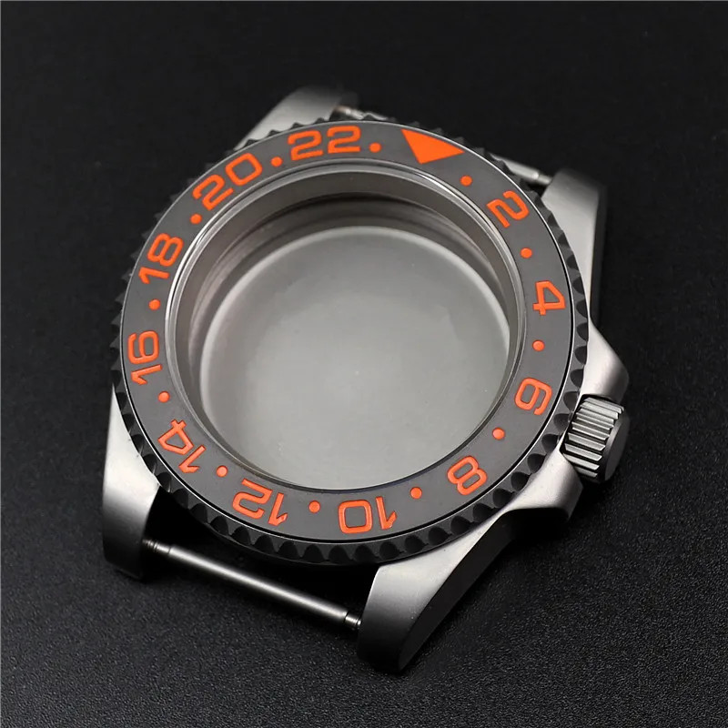 40mm Brushed Watch Case Sapphire Crystal GMT Bezel NH35 NH36 28.5mm Dial