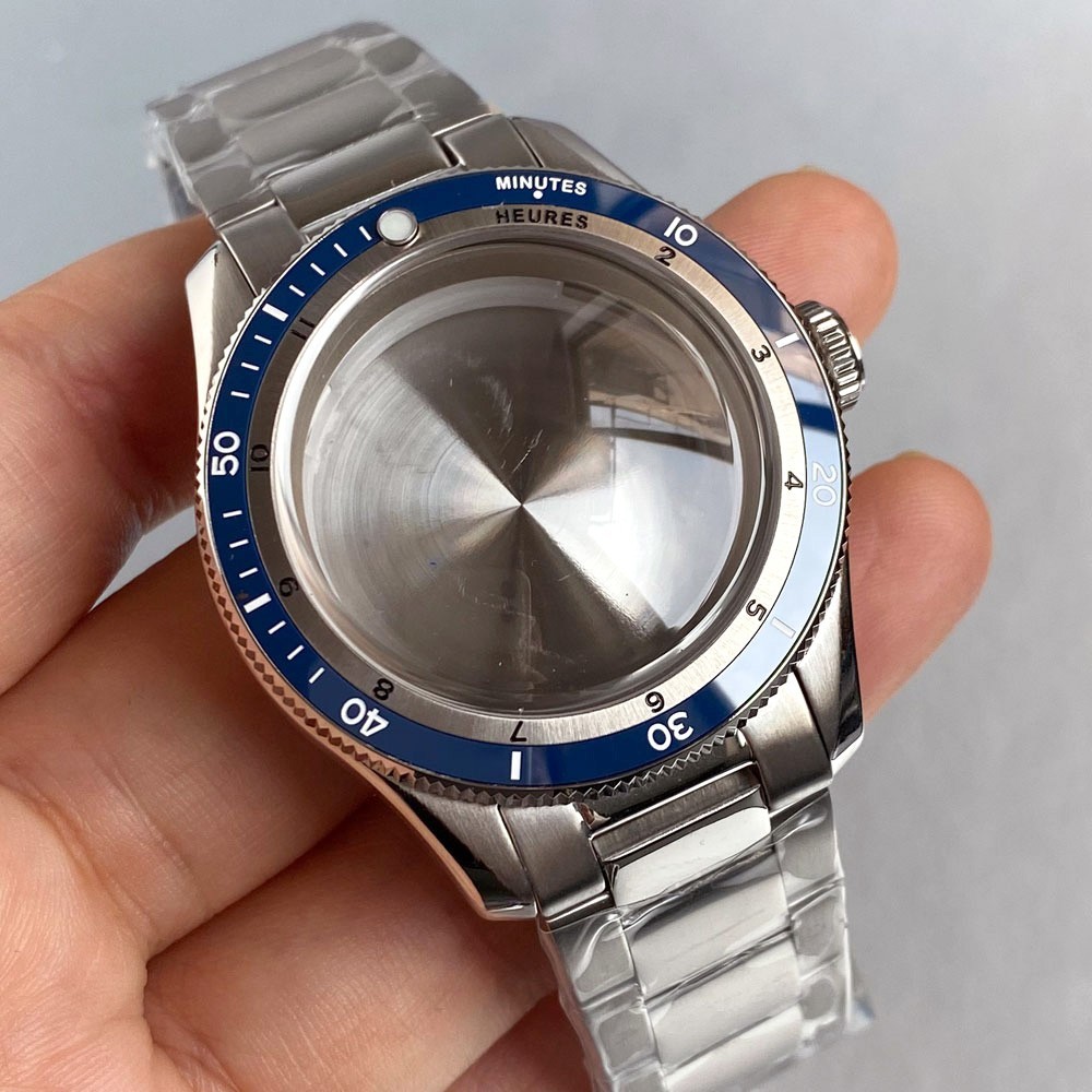 40mm Bow Sapphire Glass Watch Case Fit NH34 NH35 2824 Miyota 8215 Ceramic Bezel