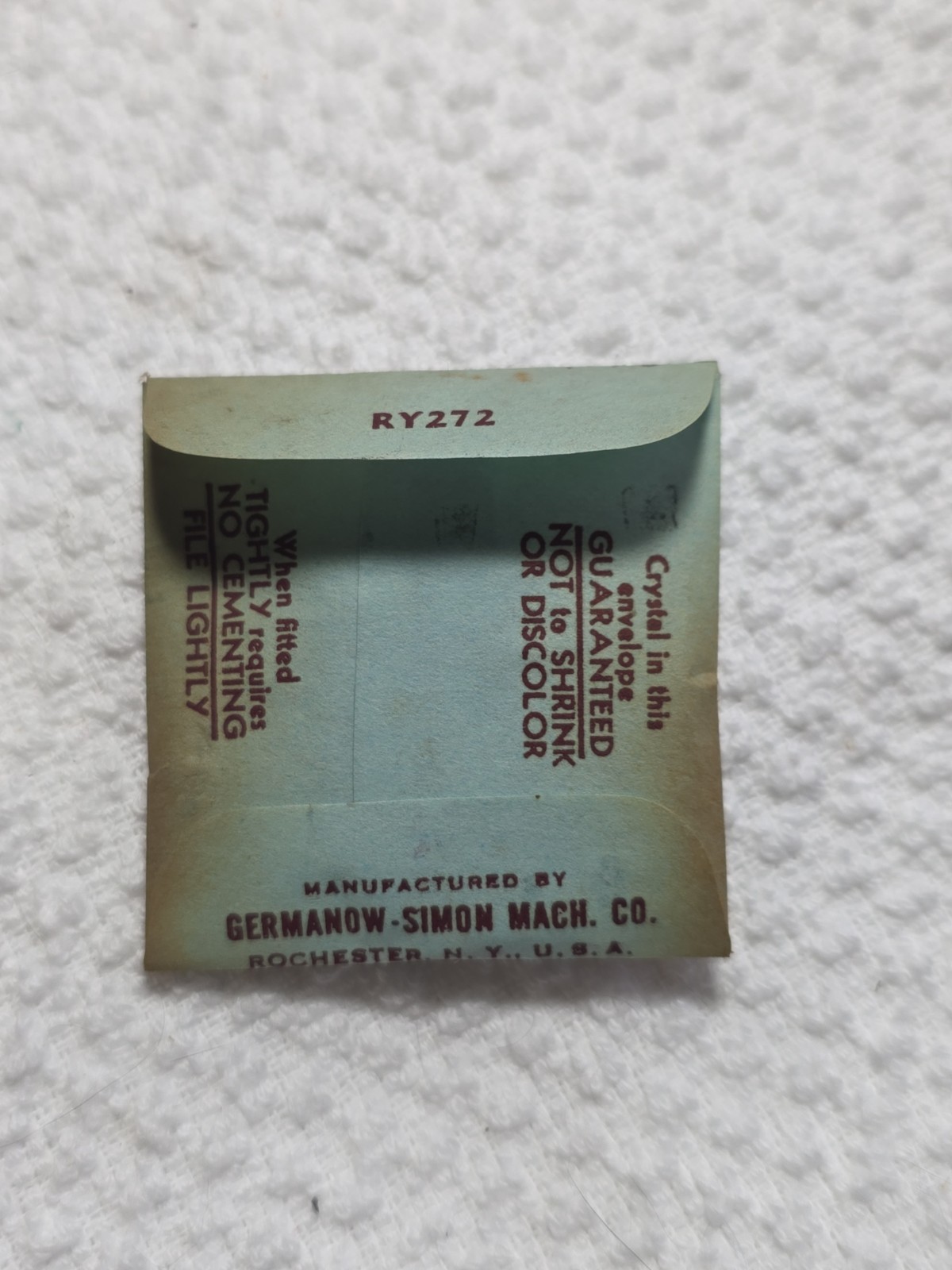 G-S Watch Crystal CF475 Gruen 415/863 21.7X21.7