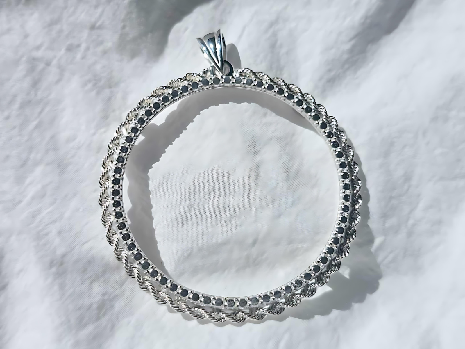 925 Sterling Silver Prong Back Illusion Rope Bezel for 41mm 1 oz Coins