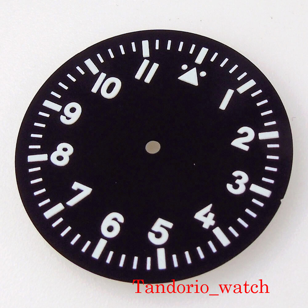 35.5mm Black Sterile Watch Dial Hands Green Luminous Fit NH35 NH36 MIYOTA82 ETA