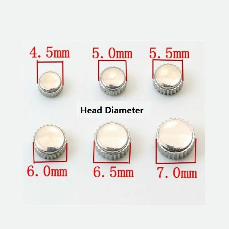 2PCS Long Tube Watch Crown 3.5/4.0/4.5/5.0/5.5/6.0/6.5/7.0mm for Watch Repair