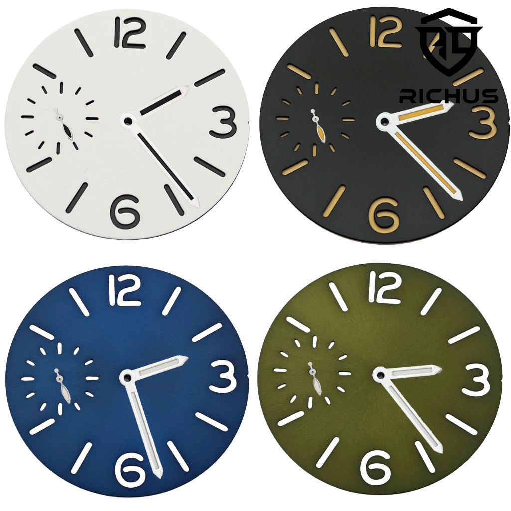 37mm Watch Dial With Hands Green Luminous Fit ETA6497 ST3600 Movement