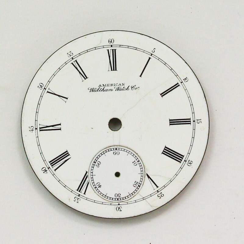 American Waltham Watch Co. 16 Size Enamel Single-Sunk Vintage Pocket Watch Dial