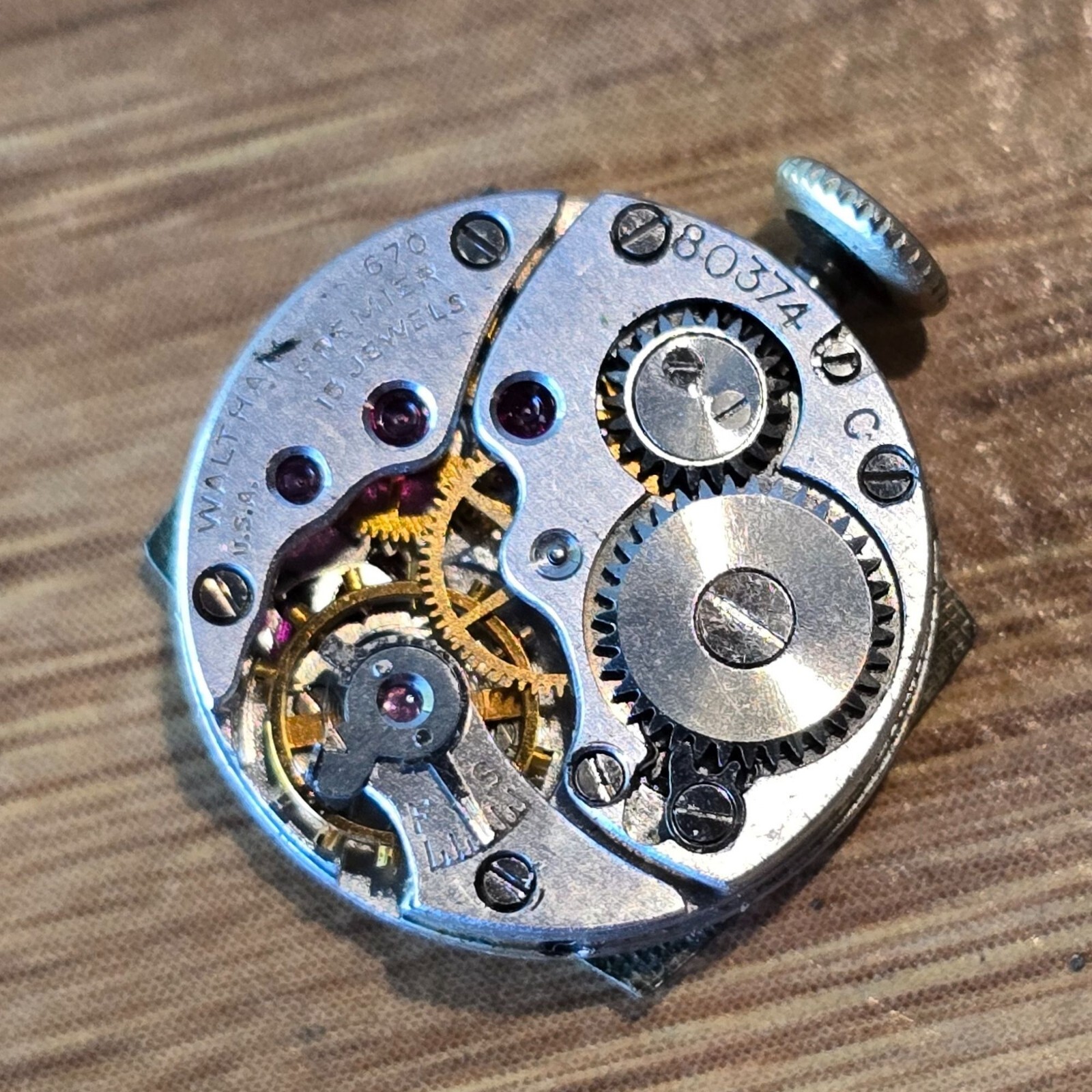 Vintage Waltham Premier 670 15 Jewels 80374 C USA Mechanical Watch Movement WP2