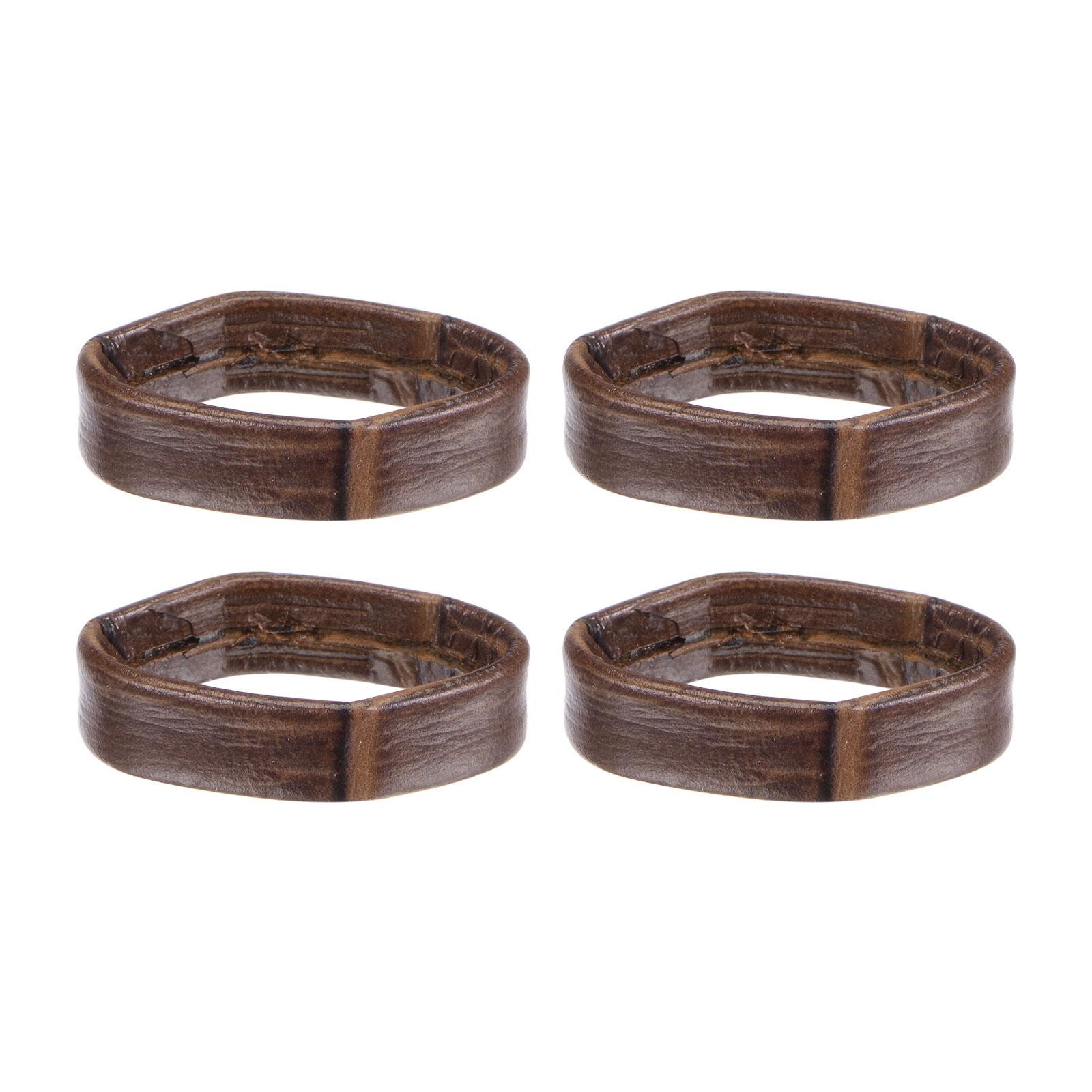 4 Pcs PU Leather Loops Retaining Ring for 19mm Width Watch Band, Dark Brown