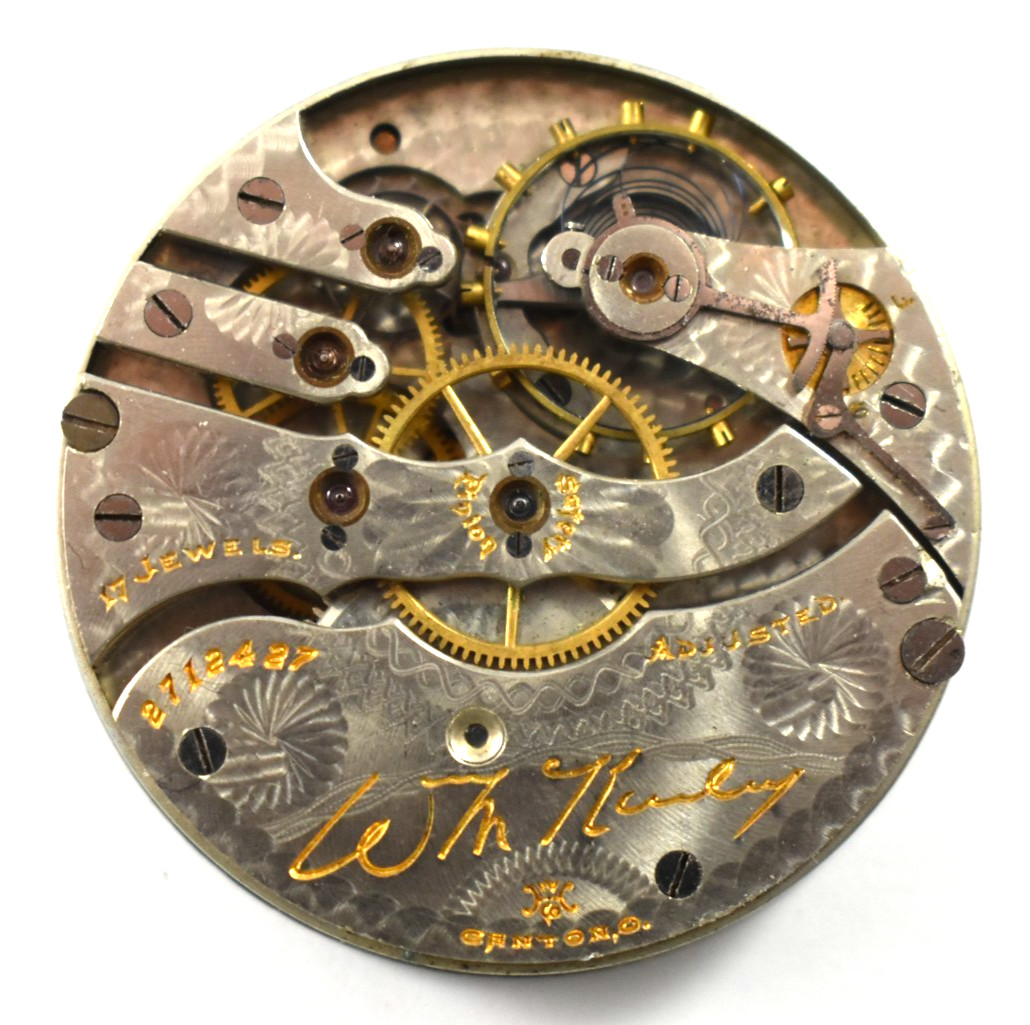 Vintage Hampden Grade Wm.McKinley 16s 17J OF Pocket Watch Movement lot.wc