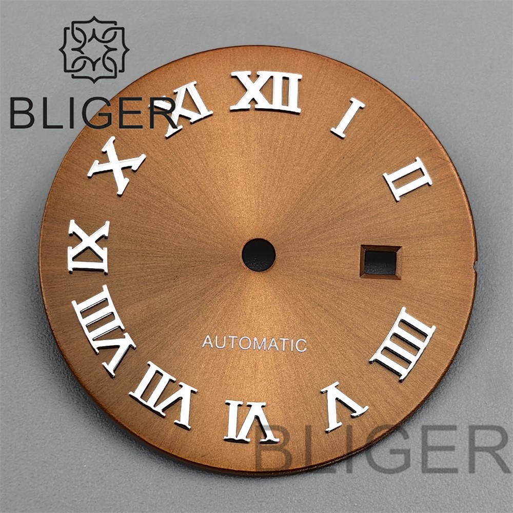 24.5mm Roman Numerals Sun Pattern Watch Dial Date Fit NH05 06 Movement