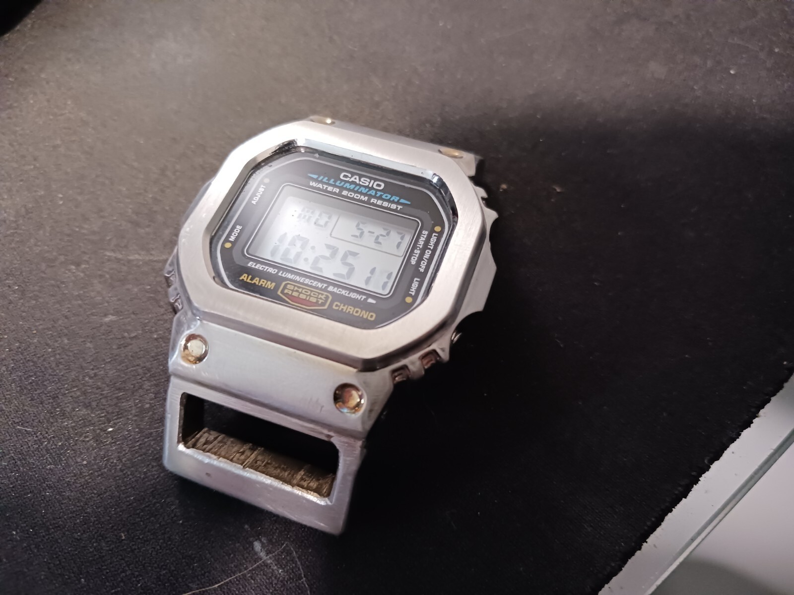 WELDED ONE PIECE DW5600 NATO Stainless SHELL with lugs PLASTIC LUG BYPASS
