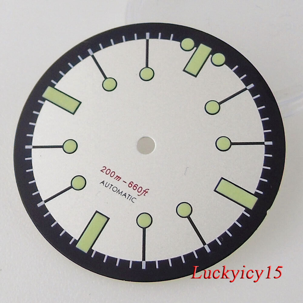 Tandorio 31MM 3.8/4.1 o’clock White Watch Dial Green Lume Marks Fit NH35 NH36